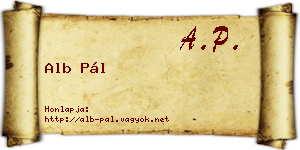 Alb Pál névjegykártya